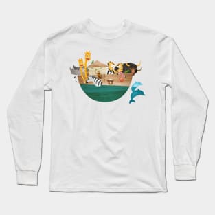 Kids Room Illustration Noah’s Ark - All animals aboard Long Sleeve T-Shirt